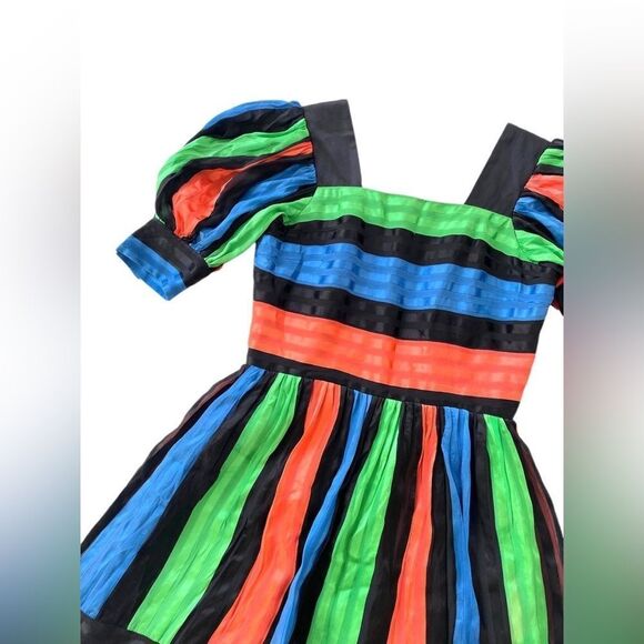 🎀 Betsey Johnson Striped Chiffon Dress Vintage - XS/Small 🎀 - Picture 3 of 7